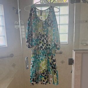 Cache Abstract Pattern Mini Dress - Black, Green, Blue, White